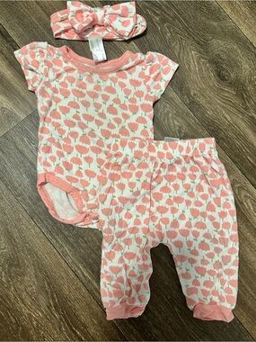 Baby Girls Pink Tulip Matching Set with Headband